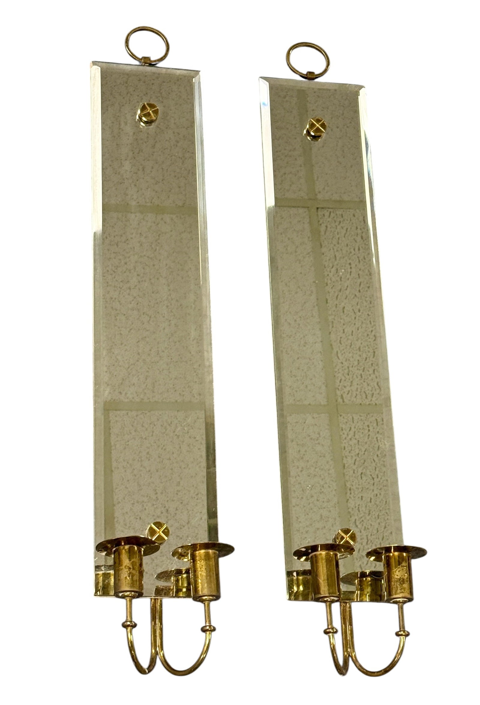Pair of Tommi Parzinger Beveled Mirror Hollywood Regency Candle Sconces (1 of 12)