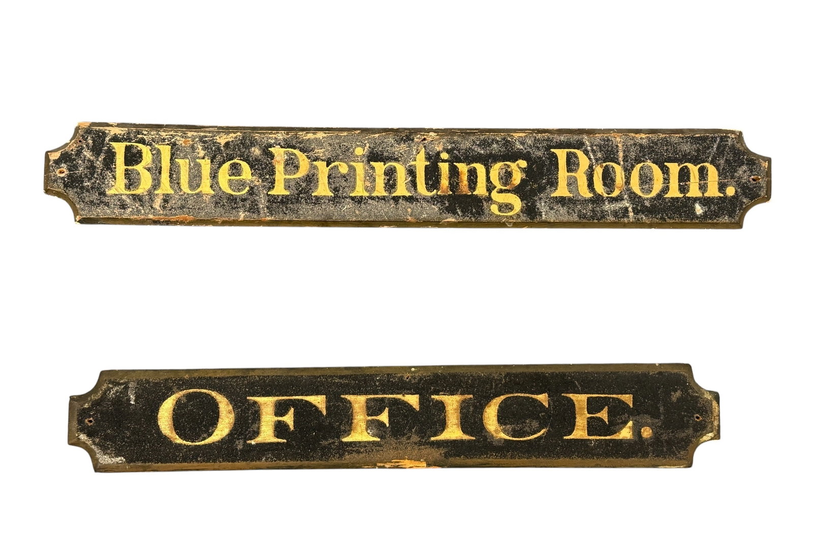 Antique 19th Century Hand Painted Signs "Office" & "Blue Printing Room" (1 of 9)