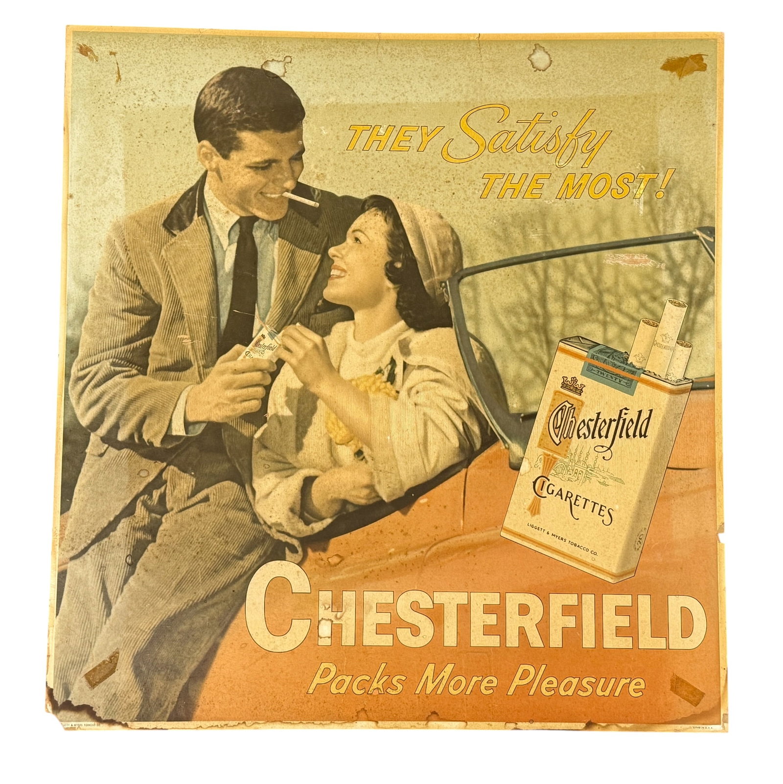 Chesterfield Cigarette Litho Advertising Sign Poster Card (1 of 9)