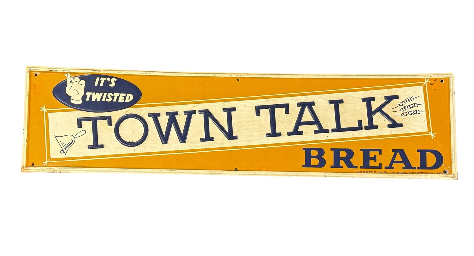 Original Vintage Town Talk Bread Advertising Sign Tin Litho (1 of 9)