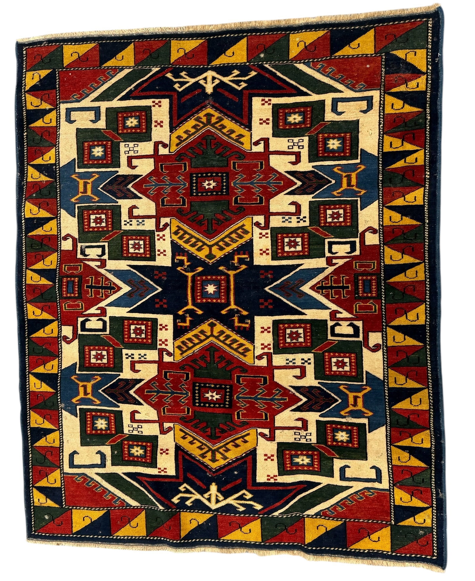 Vintage Persian Star Kazak Rug 4' 10" x 4' 2" (1 of 15)
