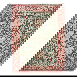 sumack rug 1144289: handmade sumack rug DESIGN:all over motif background green border red dimensions 7.10 x 10