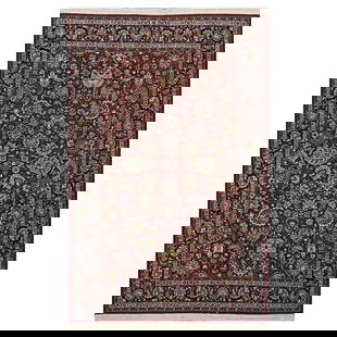 persian tabriz rug 1144227: handmade persian tabriz rug DESIGN:all over motif BACKGRAUND: RED BORDER:NAVY