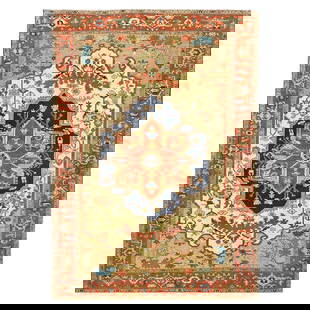 Persian Serapi 9902841: Persian Serapi 7×11 Rust, Navy, Tan, & Ivory Handmade Area Rug Content: Wool.