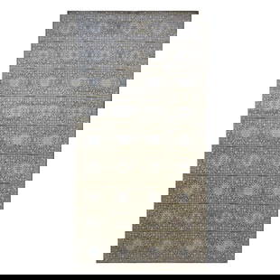 Modern Wool & Silk 1143932: 21st Century Modern Wool & Silk 9&#215;18 White & Tan Handmade Area Rug Collection: Marakesh Origin: India