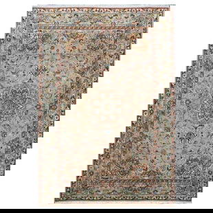 Vintage Persian Tabriz 1144055: Vintage Persian Tabriz Wool & Silk 6&#215;9 Mauve & Green Area Rug