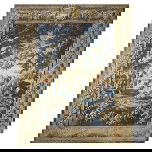 Antique Mortlake English 9902475: 17th Century 11×13 Antique Mortlake English Tapestry Content: Wool & Silk