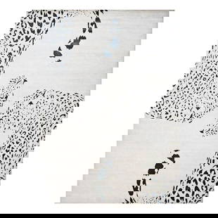 Modern Wool & Silk1144028: Modern Wool & Silk 10&#215;14 Grey & Black Jaguar Handmade Area Rug Origin: Nepal