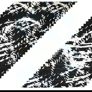 Modern Wool & Silk1144033: Modern Wool & Silk 9X12 Black & White Handmade Area Rug Origin: Nepal