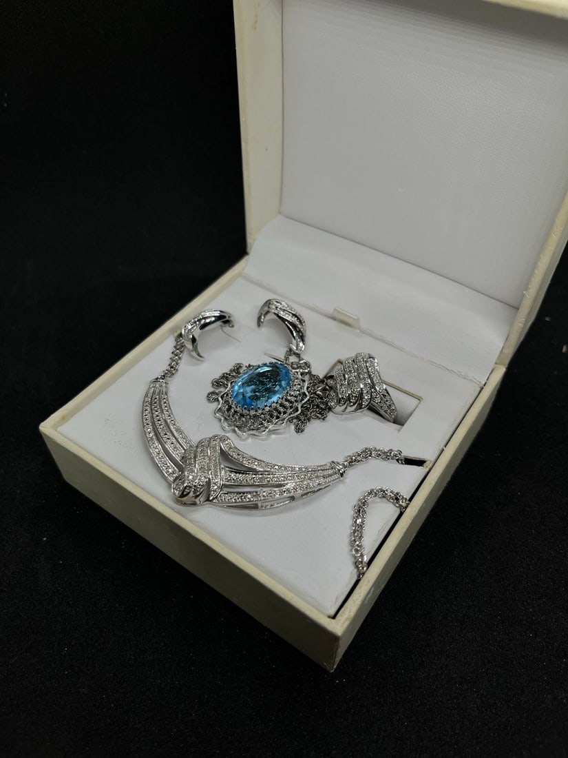 STERLING LADIES NECLACE EARLING& RING: STERLING LADIES NECLACE EARLING& RING