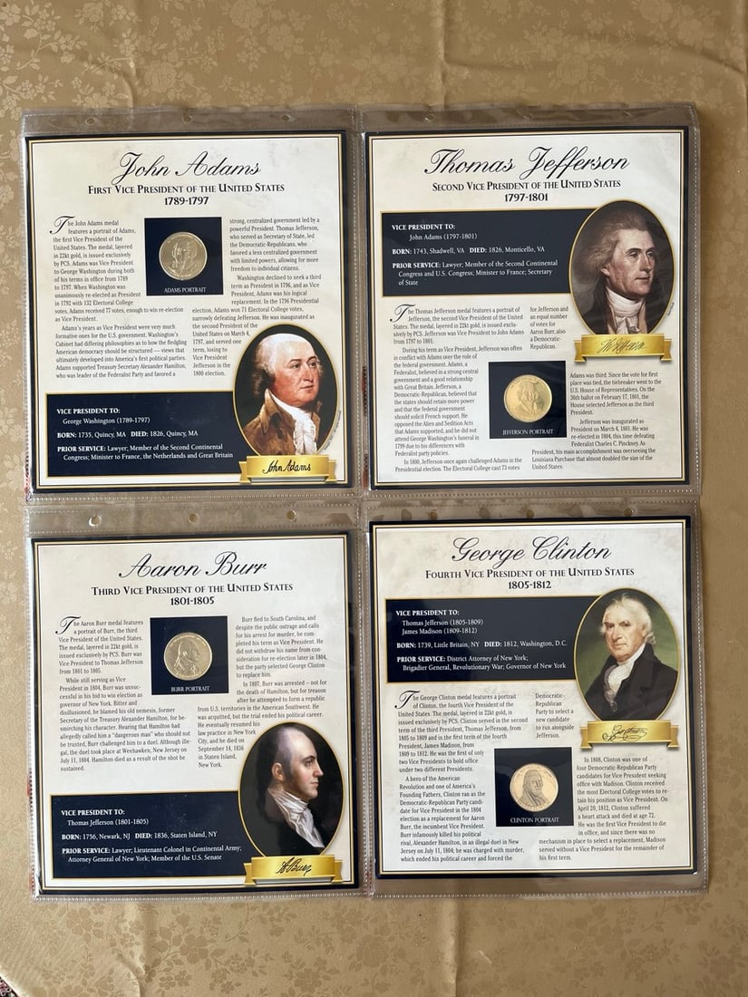 THE U.S VICE PRESIDENTS MEDAL COLLECTION: THE U.S VICE PRESIDENTS MEDAL COLLECTION 24 COINS PAGE