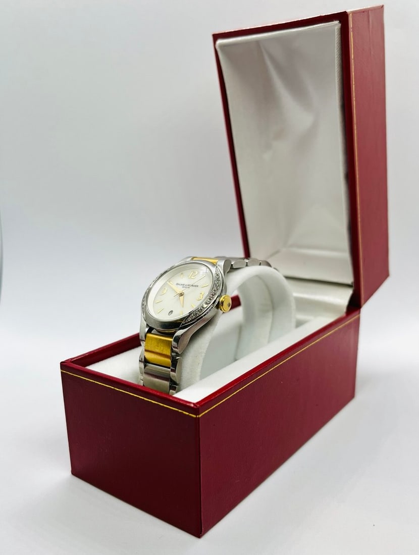 LADIES BAUME MERCIER: baume mercier stainless steel watch 1830 WITH GOLD CAP&DIMOND 5826261