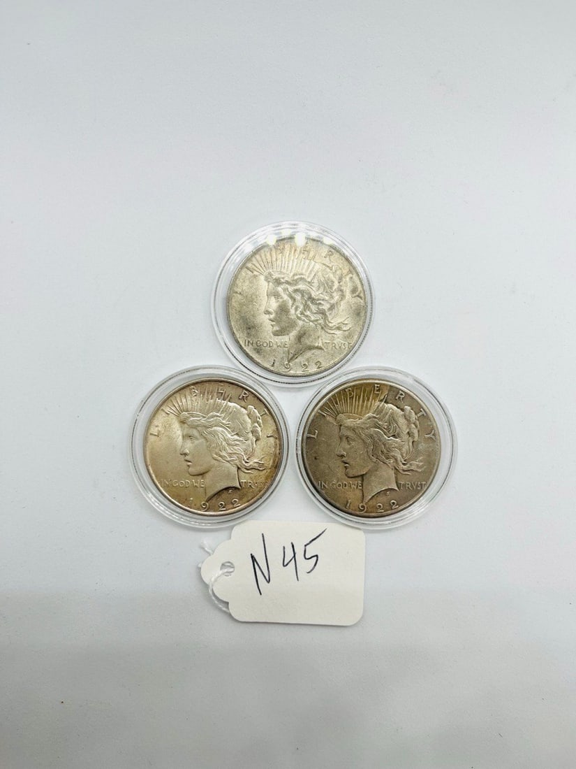 SILVER ONE DOLLER United States of America Liberty coins: 3 ladies liberty one dollar siver 1922