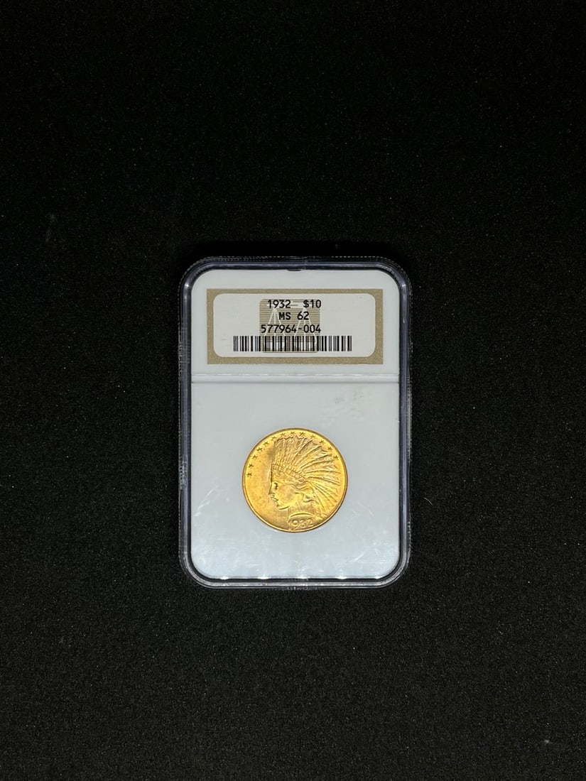 liberty gold coin: 1932 pcg ms 63 $20 gold serial: 577964_004 indian head gold coin