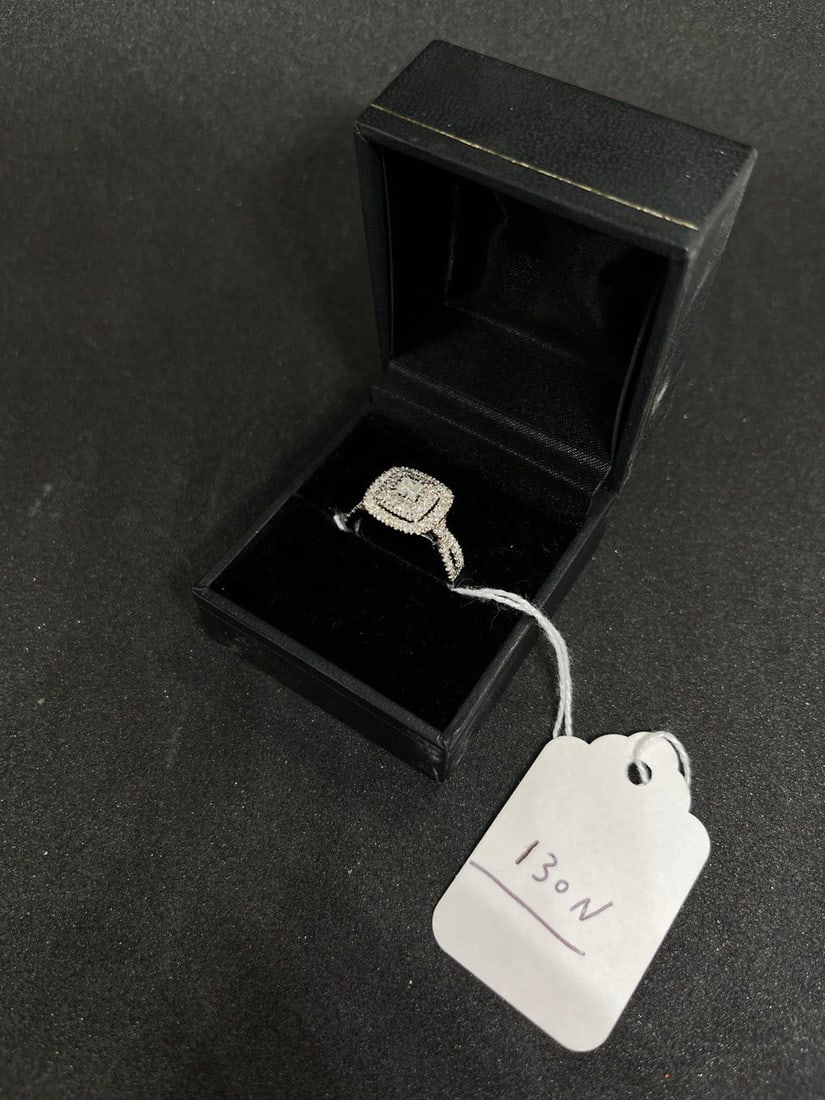 LADIES RING: LADIES 10K DIAMOND RING ART DECO WHITE GOLD 1CTTW DIAMOND SI H COLOR SIZE 7