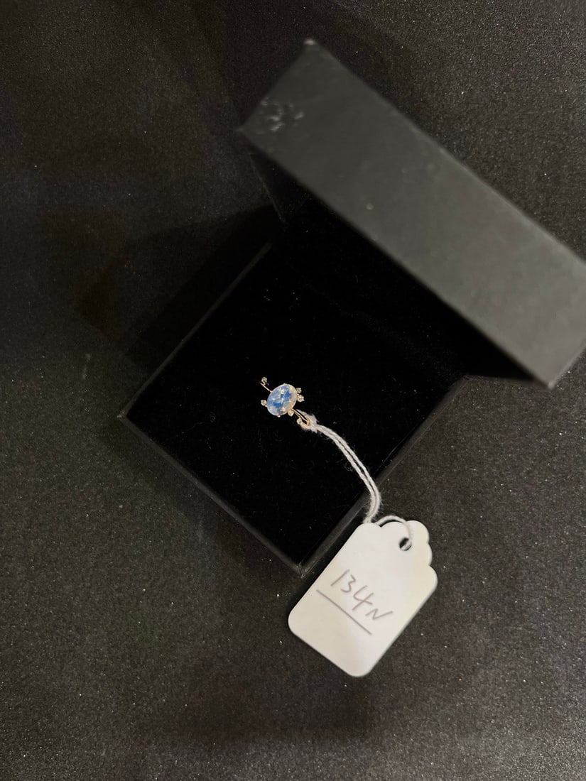 LADIES RING: 14K LADIES RING NATURAL MOONSTONE WITH DIAMONDS 1CTTW YELLOW GOLD SIZE 5