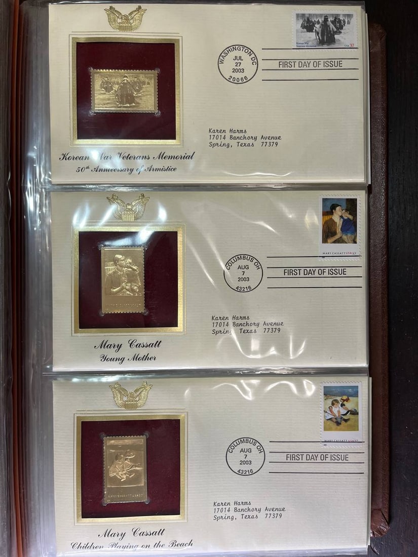 GOLDEN REPLICAS OF U.S. STAMPS: GOLDEN REPLICAS OF U.S. STAMPS , PROOF REPLICAS ON A GLEAMING SURFACE OF 22KT GOLD