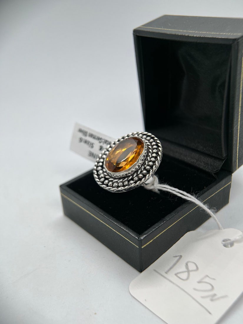 CITRINE STONE SILVER RING - 2