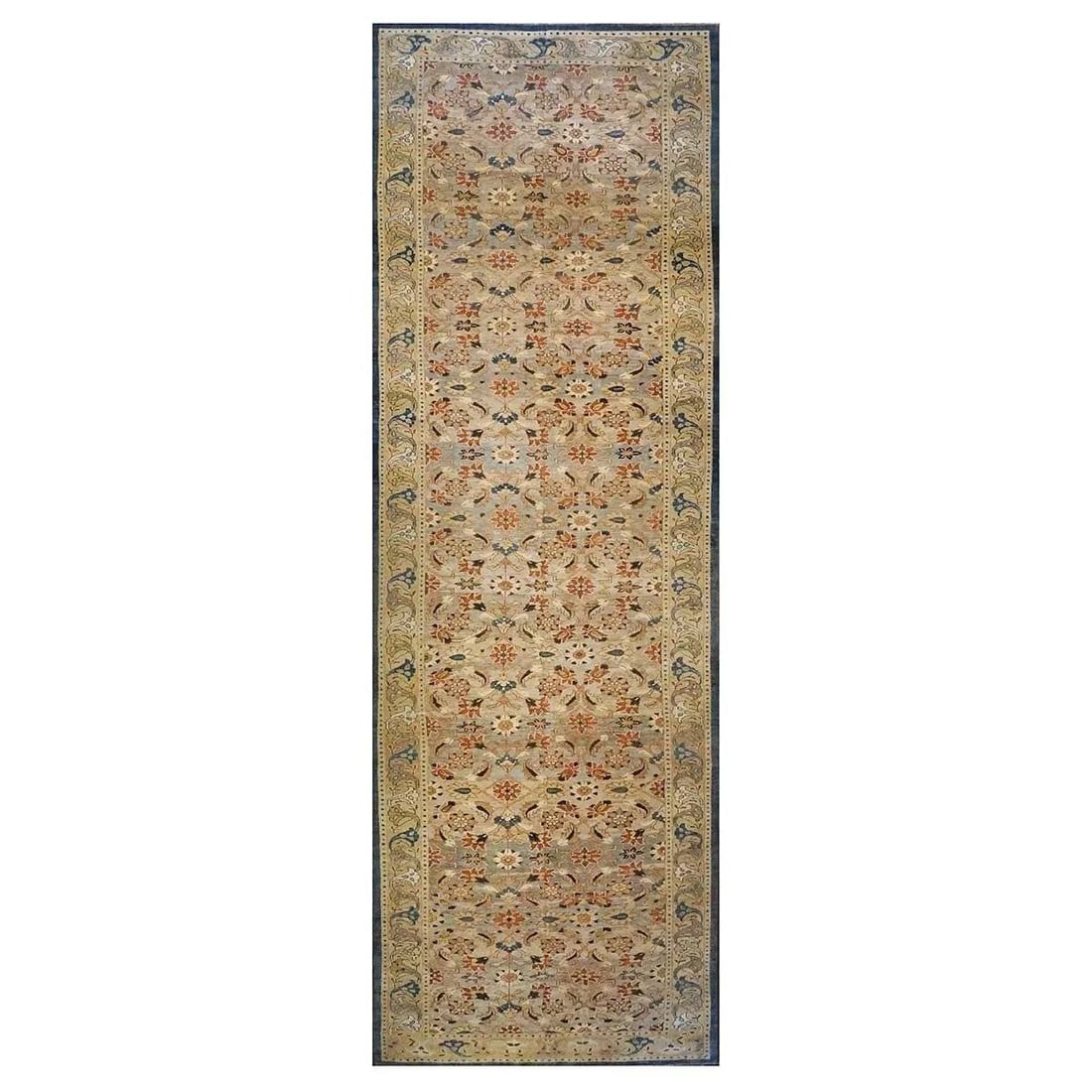 Persian Sultanabad 1142002: 21st Century Persian Sultanabad 7×22 Tan, Blue, & Rust Gallery Rug Content: Wool Actual size: 7’x22’1″