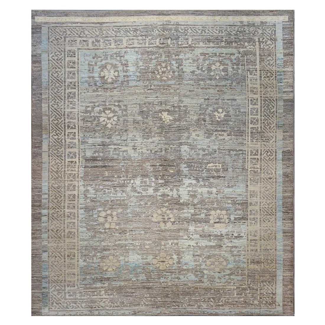 Turkish Oushak RUG 1144086: 21st Century Turkish Oushak 12×14 Grey & light blue Handmade Rug Actual size: 11’9″x13’9″