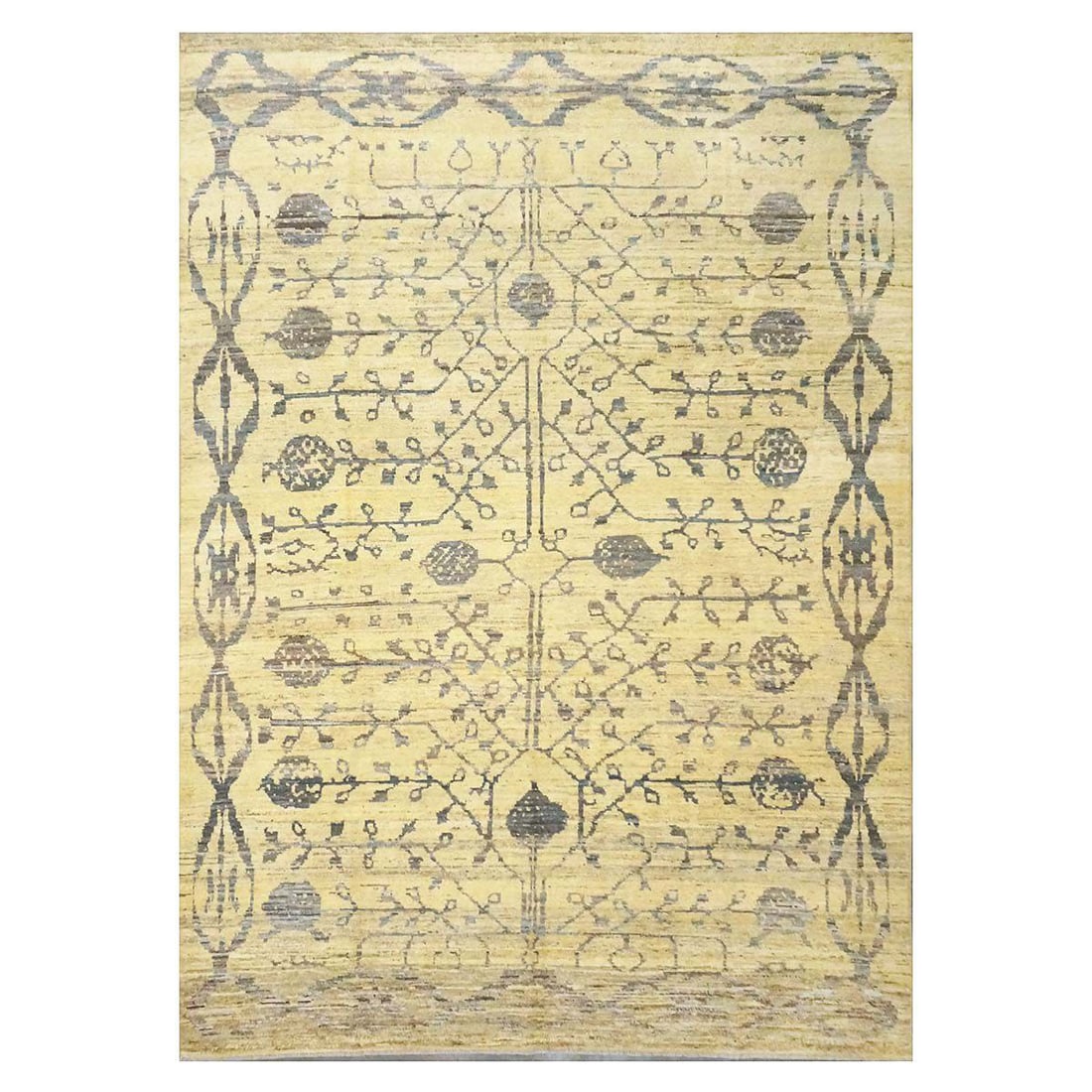 21st Century Turkish Oushak 1144071: 21st Century Turkish Oushak 8×12 Yellow, Blue, & Charcoal Area Rug Content: Wool. Actual size: 8’4″x12’2″