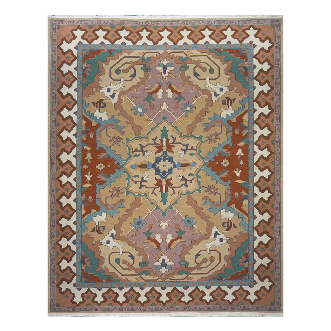 sumack rug 1144286: handmade sumack rug DESIGN: Medallion backgraund:multy colore border:brown 7.10x9.11