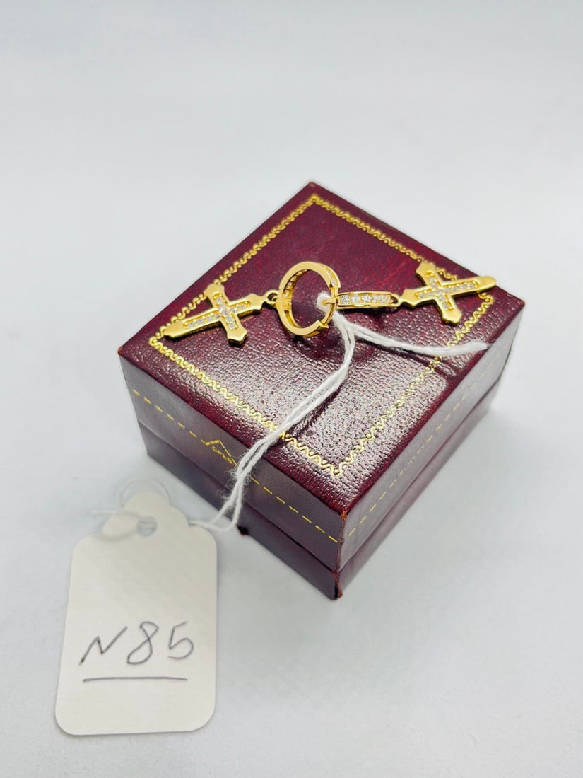 CROSS EARRING: CROSS EARRING 14K YELLOW GOLD