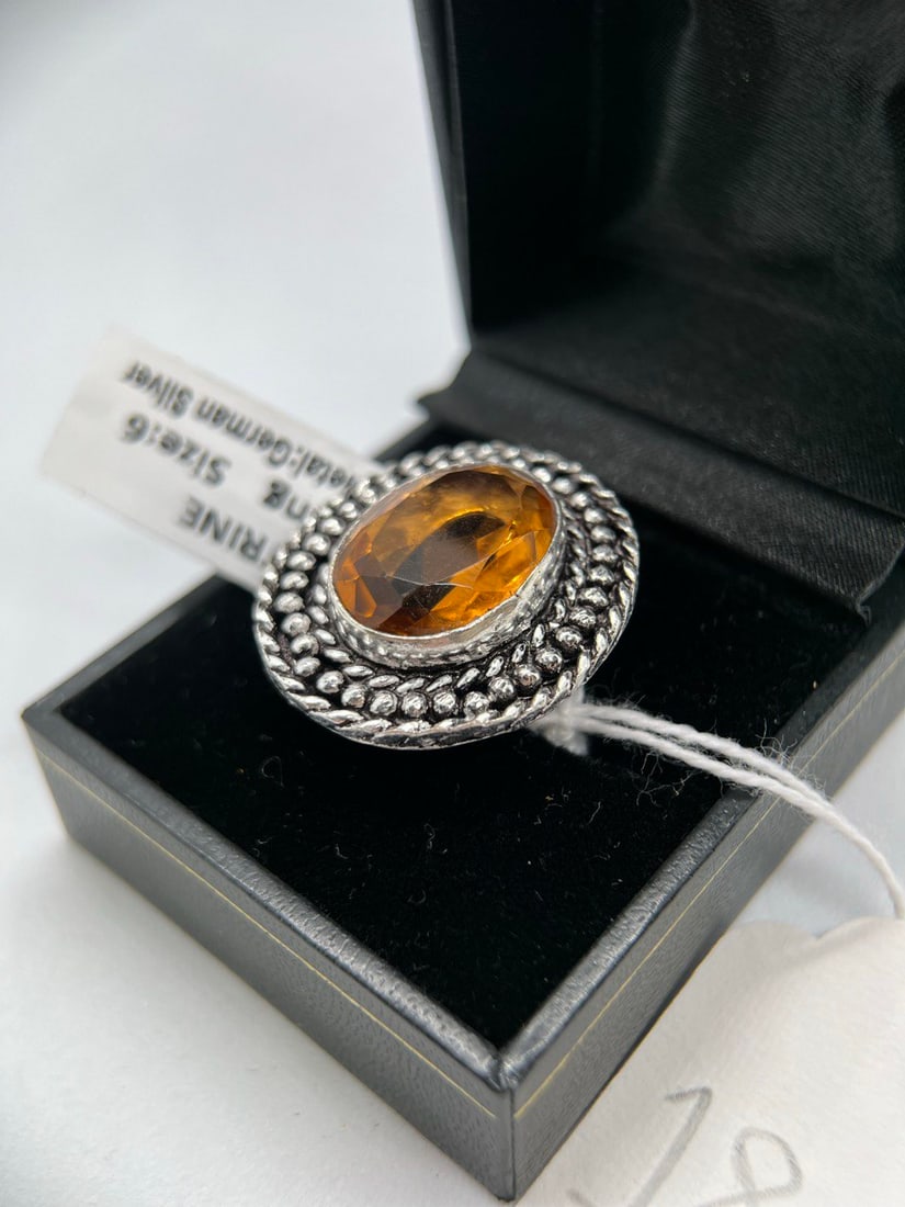 CITRINE STONE SILVER RING - 3