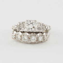 Vintage Wedding & Engagement Diamond Ring Set