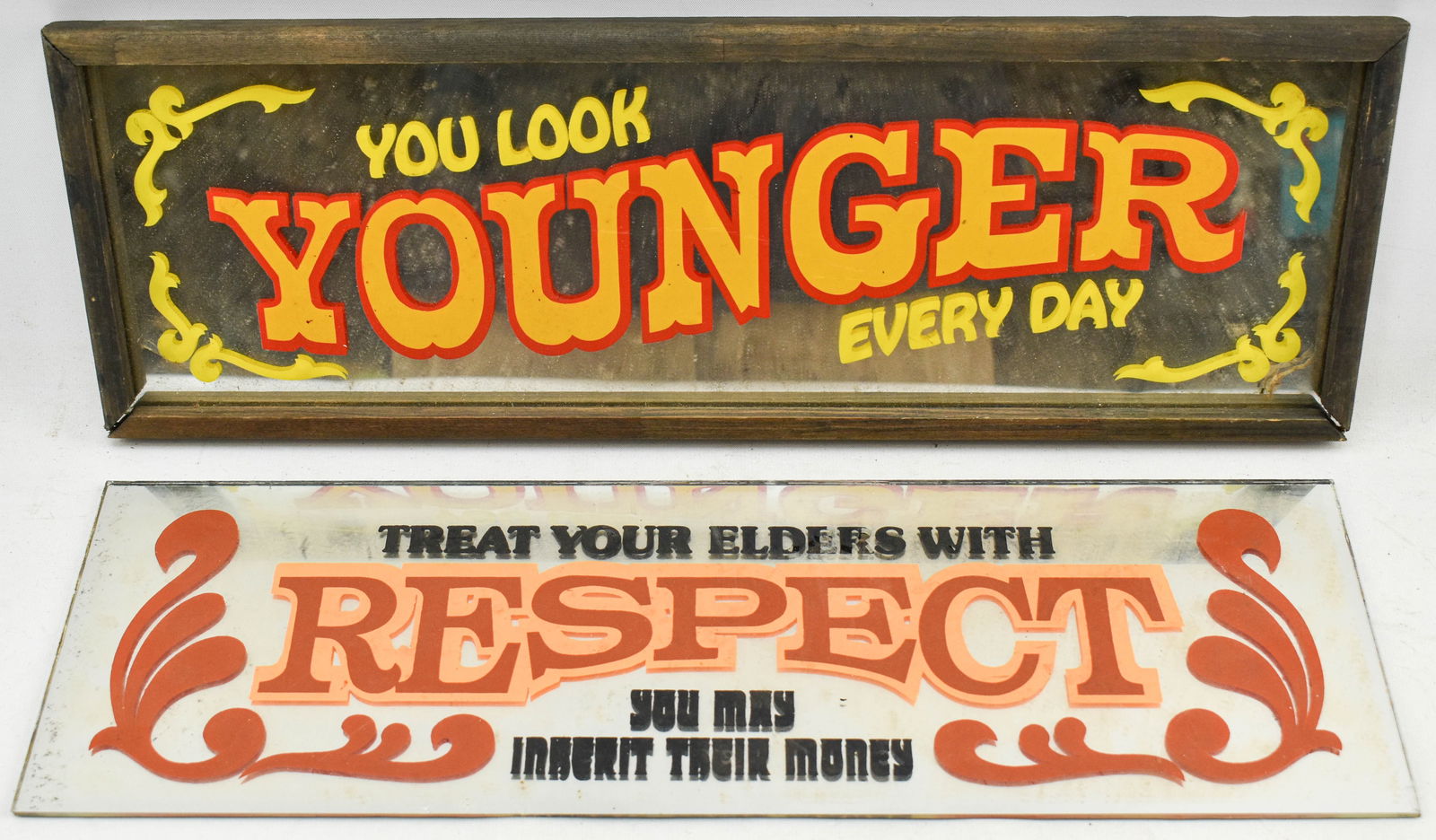 2 Vintage Novelty Mirrors with Text (1 of 6)