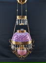 Antique Victorian Pink and White Hobnail Parlor Lamp