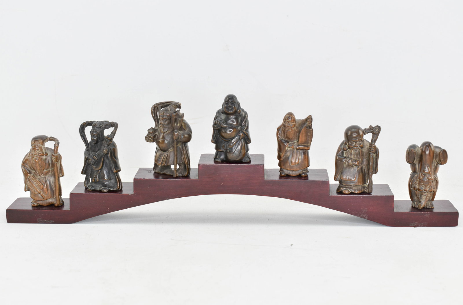 Japanese 7 Lucky Gods Netsuke Carvings (1 of 12)