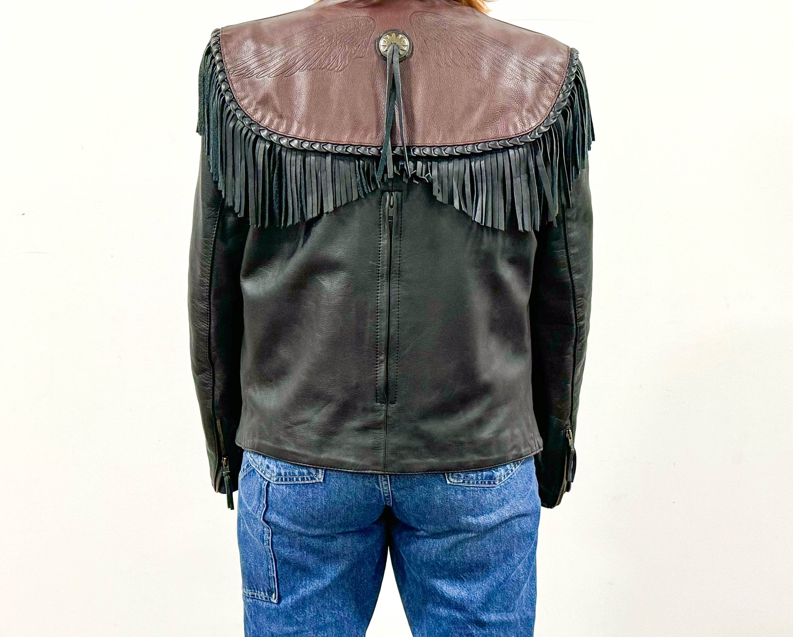 Harley Davidson Willie G Two Tone Leather Fringe Motorcycle Jacket, Size 42 (1 of 8)