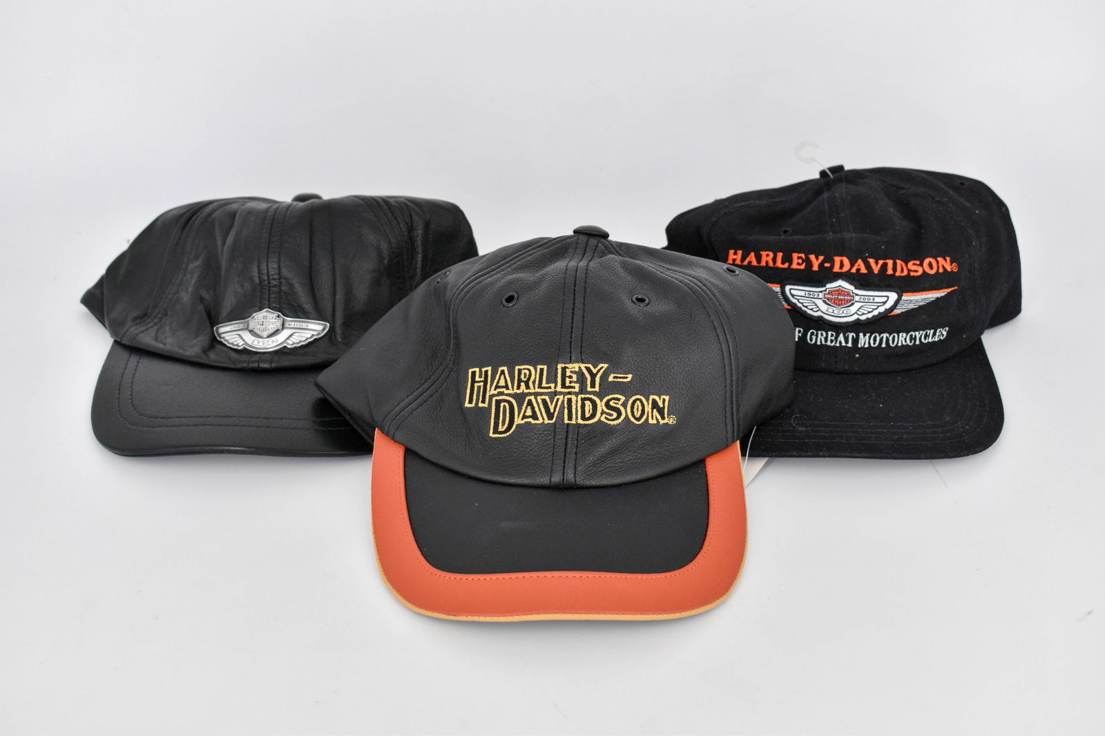 3 Harley Davidson Caps, Leather Colorblock, 100 Year Anniversary (1 of 10)