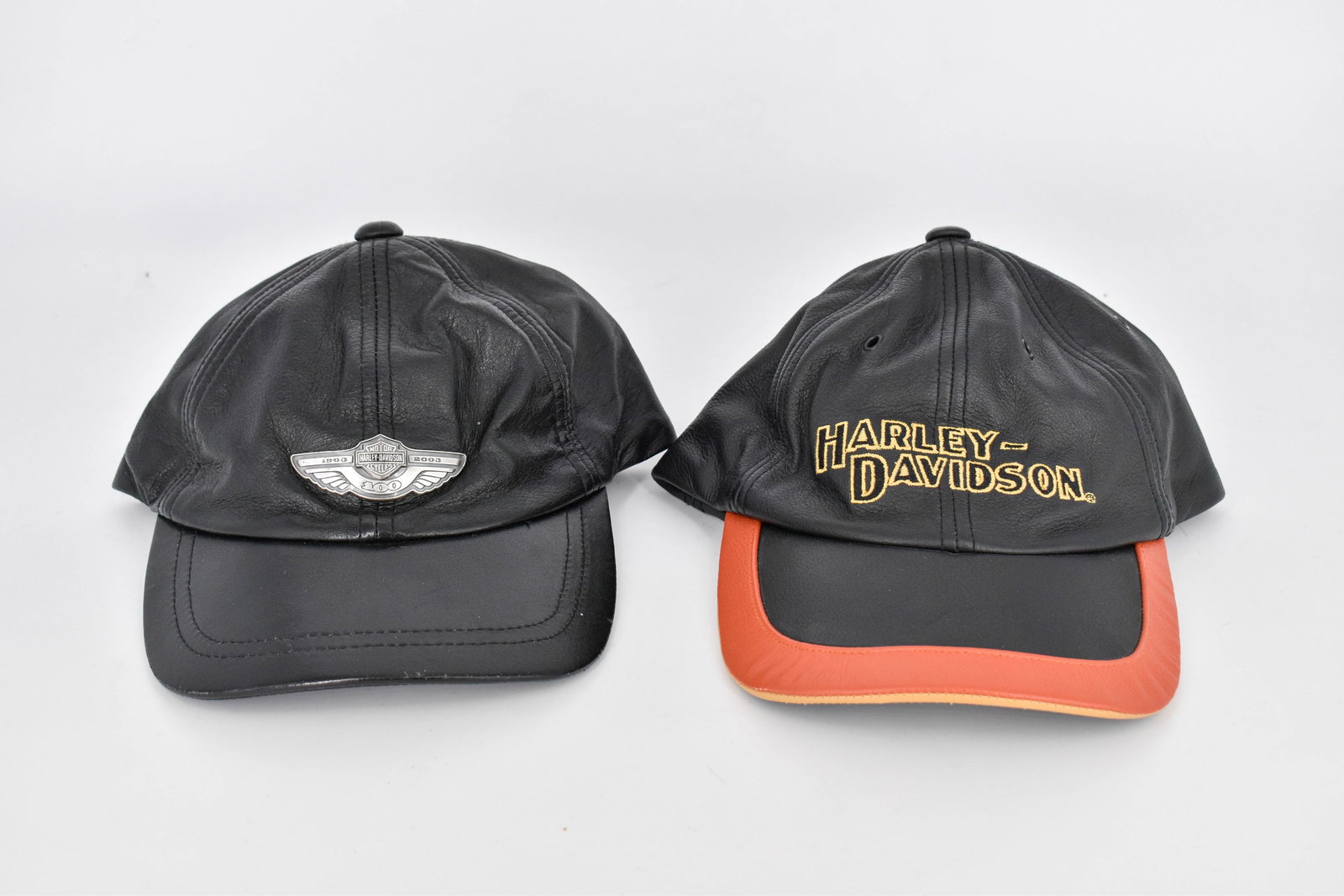 2 Harley Davidson Caps, Leather Colorblock, 100 Year Anniversary (1 of 10)