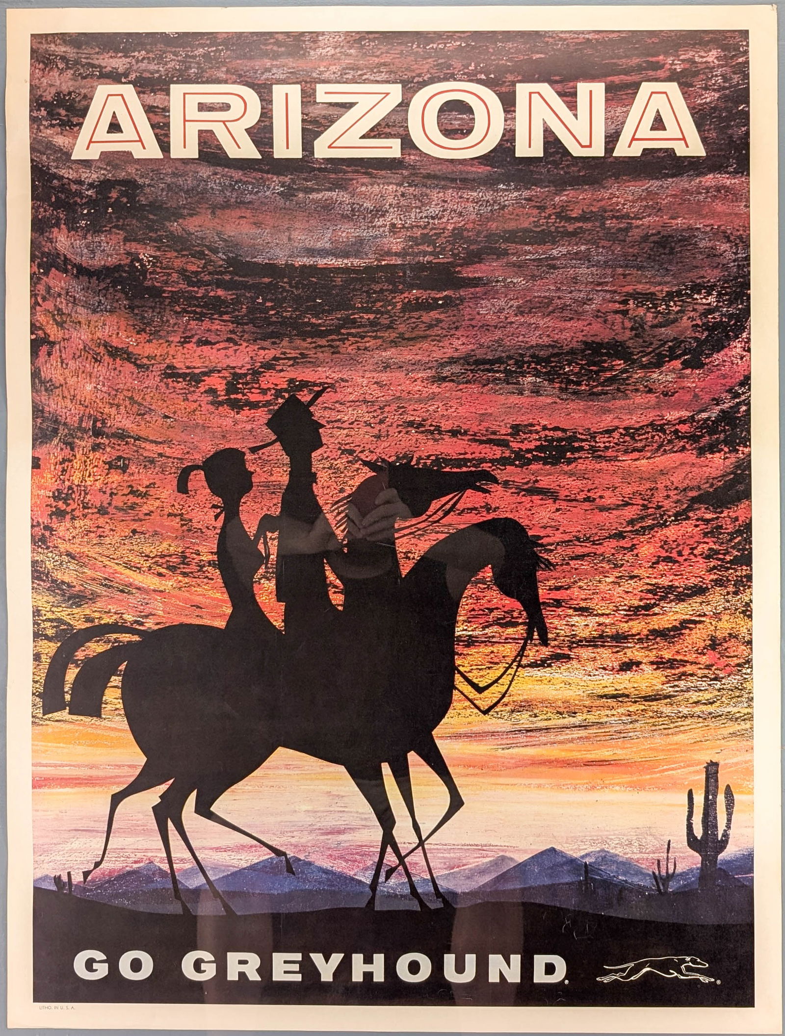 Vintage Original Arizona Greyhound Bus Travel Poster (1 of 8)