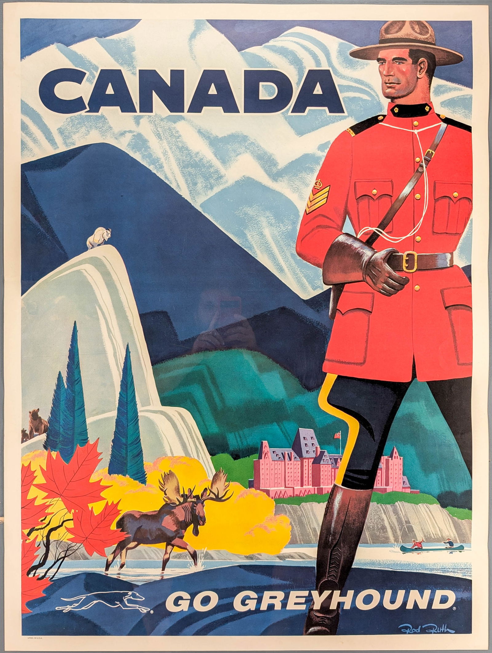 Vintage Original Canada Greyhound Bus Travel Poster (1 of 10)