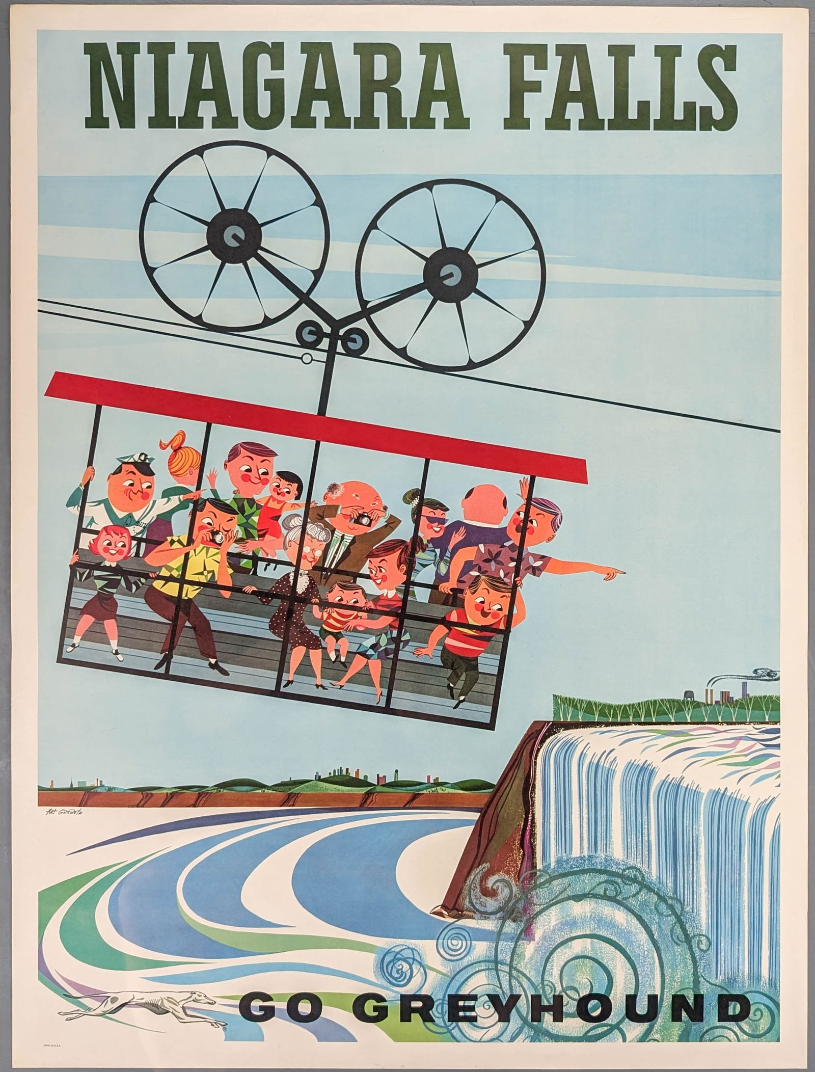 Vintage Original Niagara Falls Greyhound Bus Travel Poster (1 of 7)