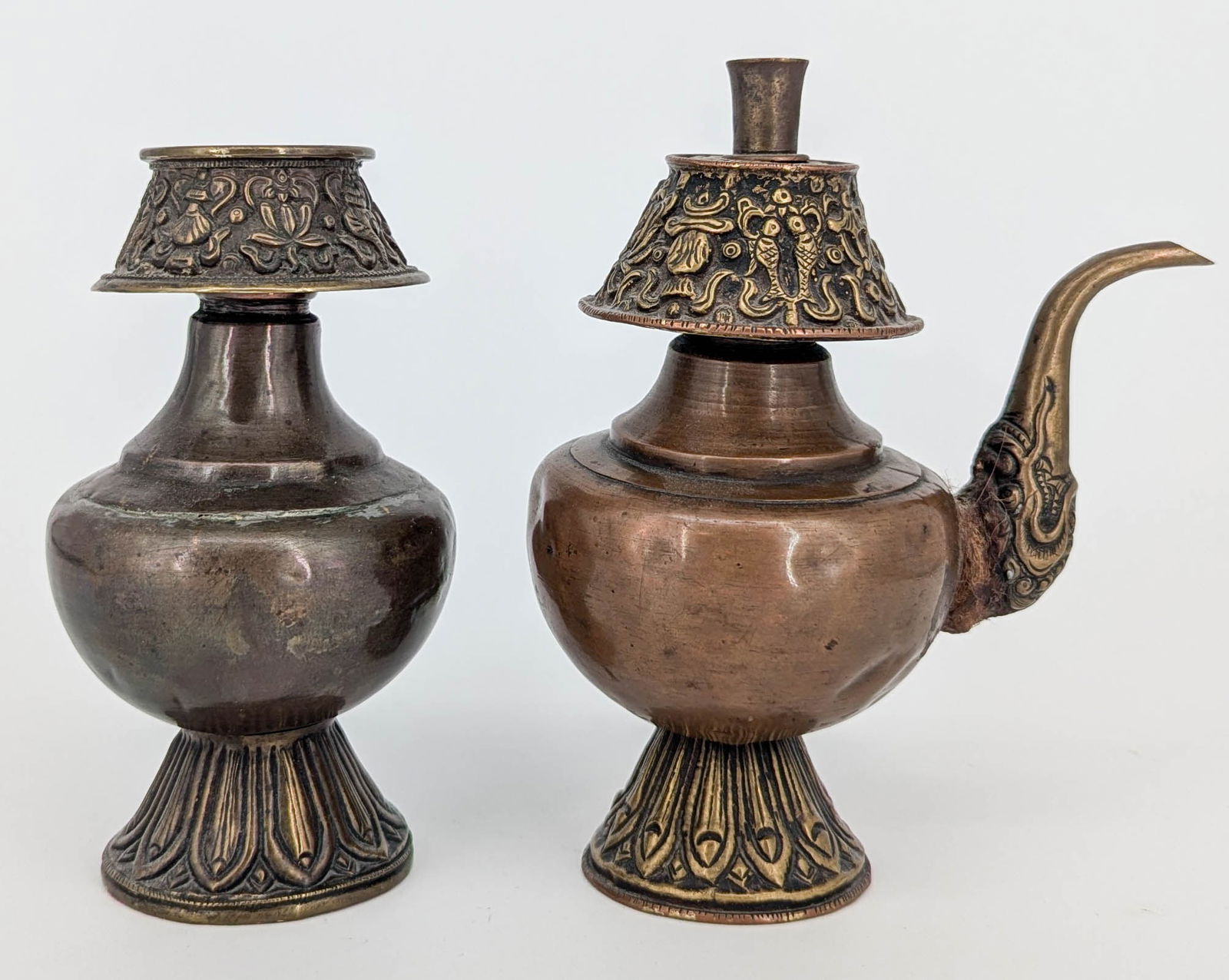 Grp 2 Tibetan 19th c. Buddhist Copper Vessels (1 of 9)