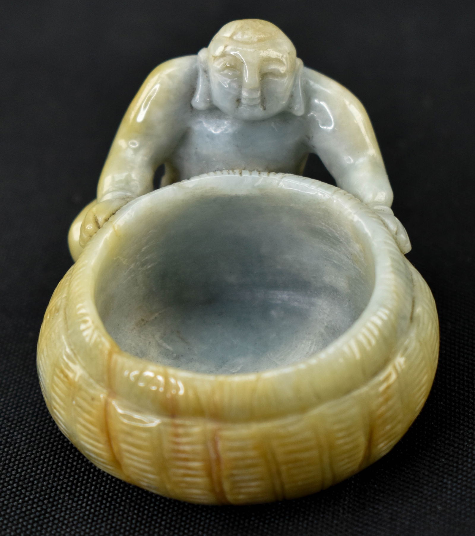 Antique Chinese Jade Carving of Man with Basket (1 of 5)