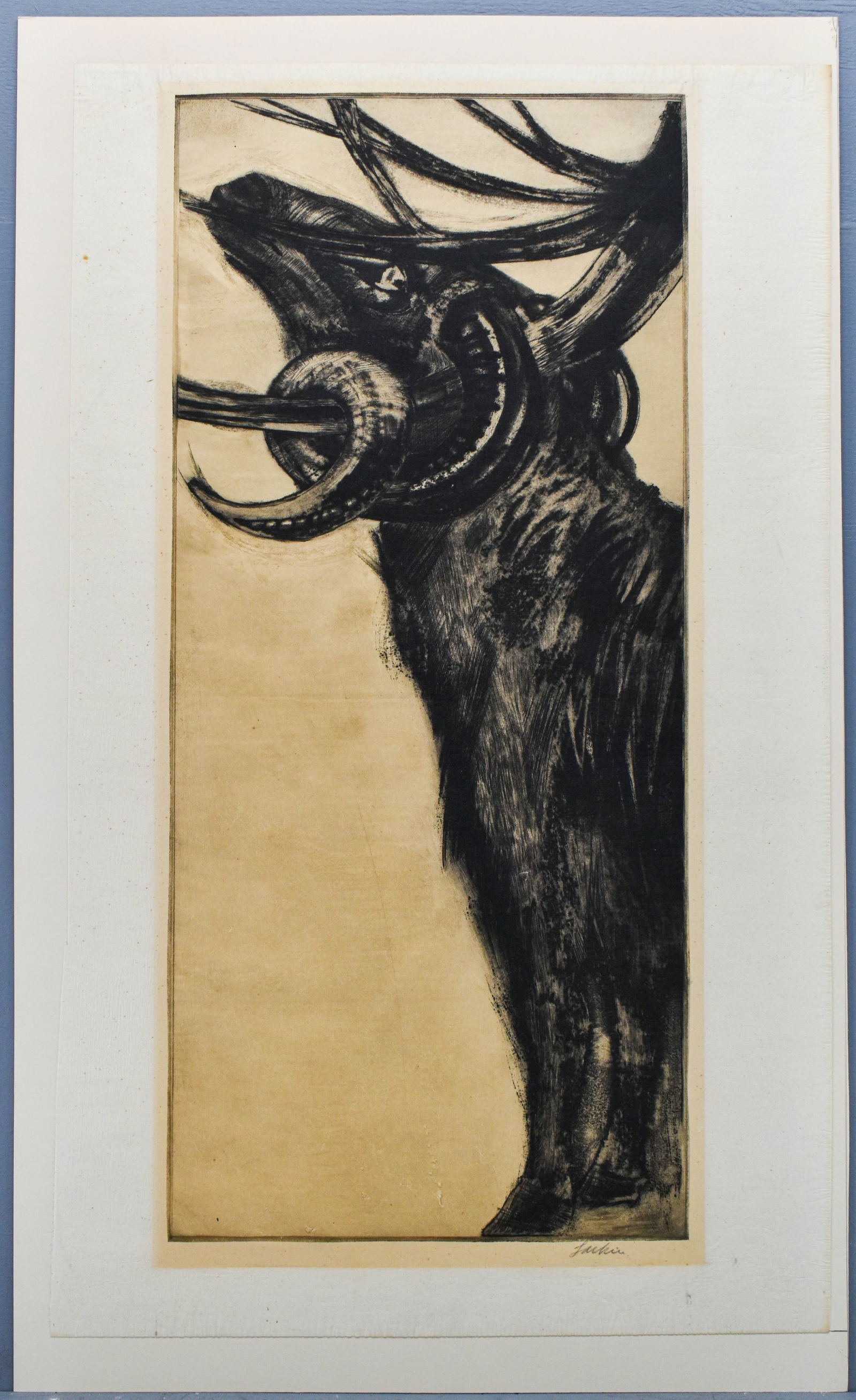 Eugene Larkin, Ram Signed Woodblock Print (1 of 6)