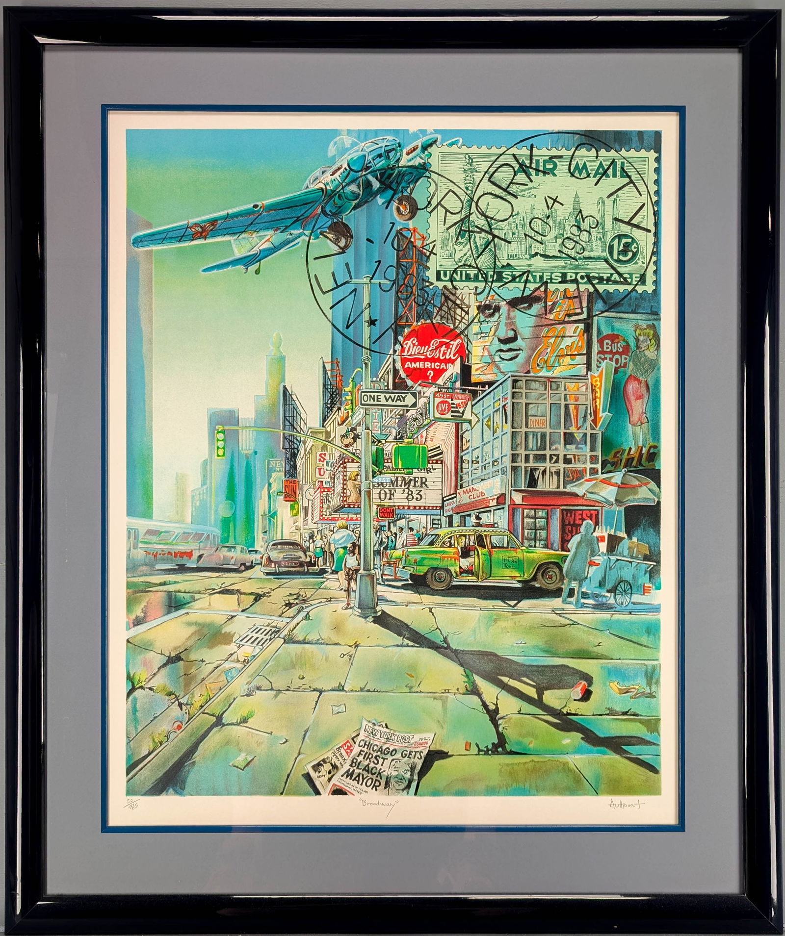 Daniel Authouart Broadway S/N Lithograph, Framed (1 of 9)