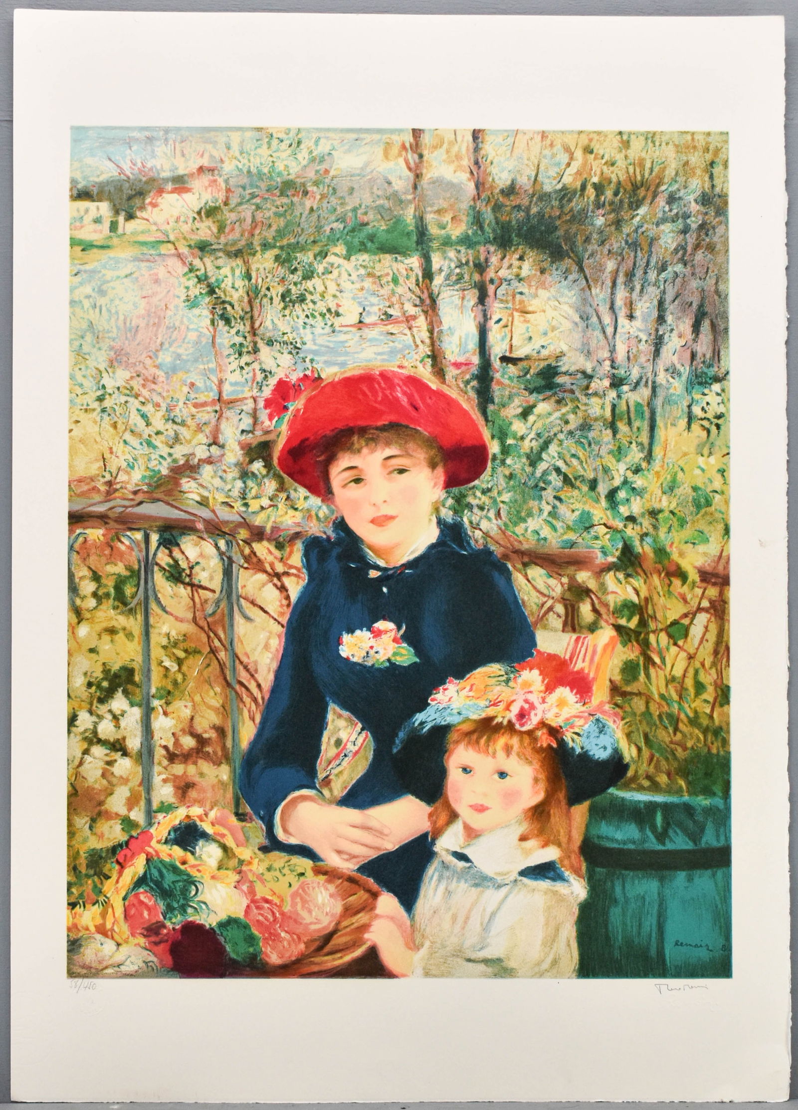 Limited Edition Two Sisters Lithograph Signed by Paul Renoir (1 of 9)