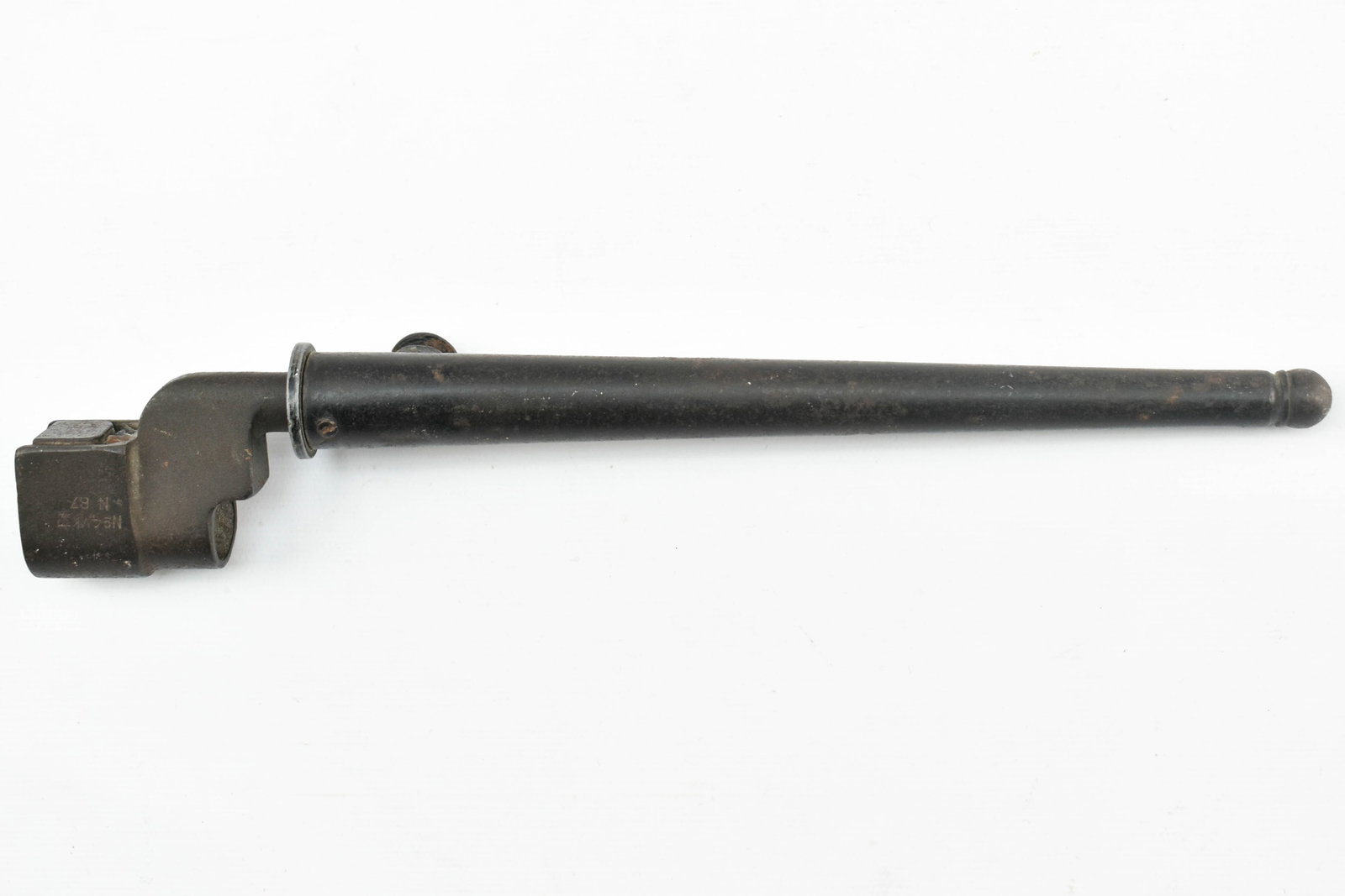Enfield MK I Bayonet: Vintage black metal bayonet. Marked along the edges.