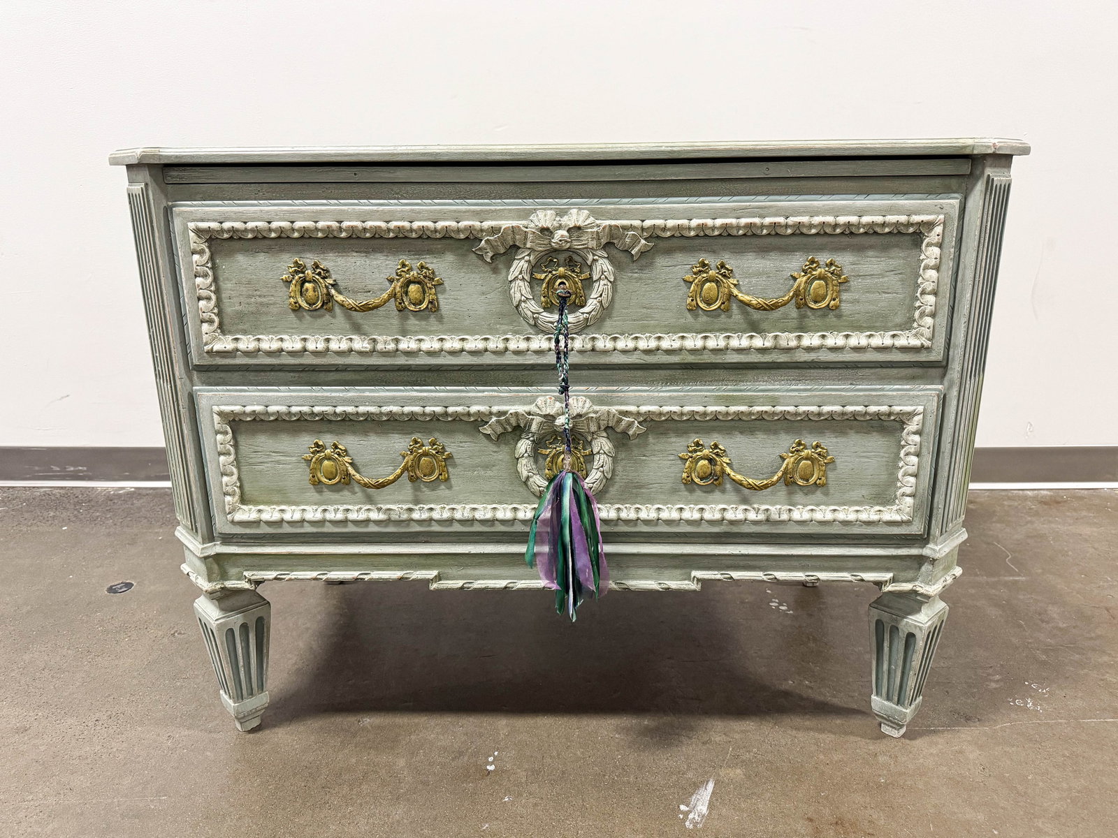French Rococo Style Painted Two Drawer Dresser (1 of 8)