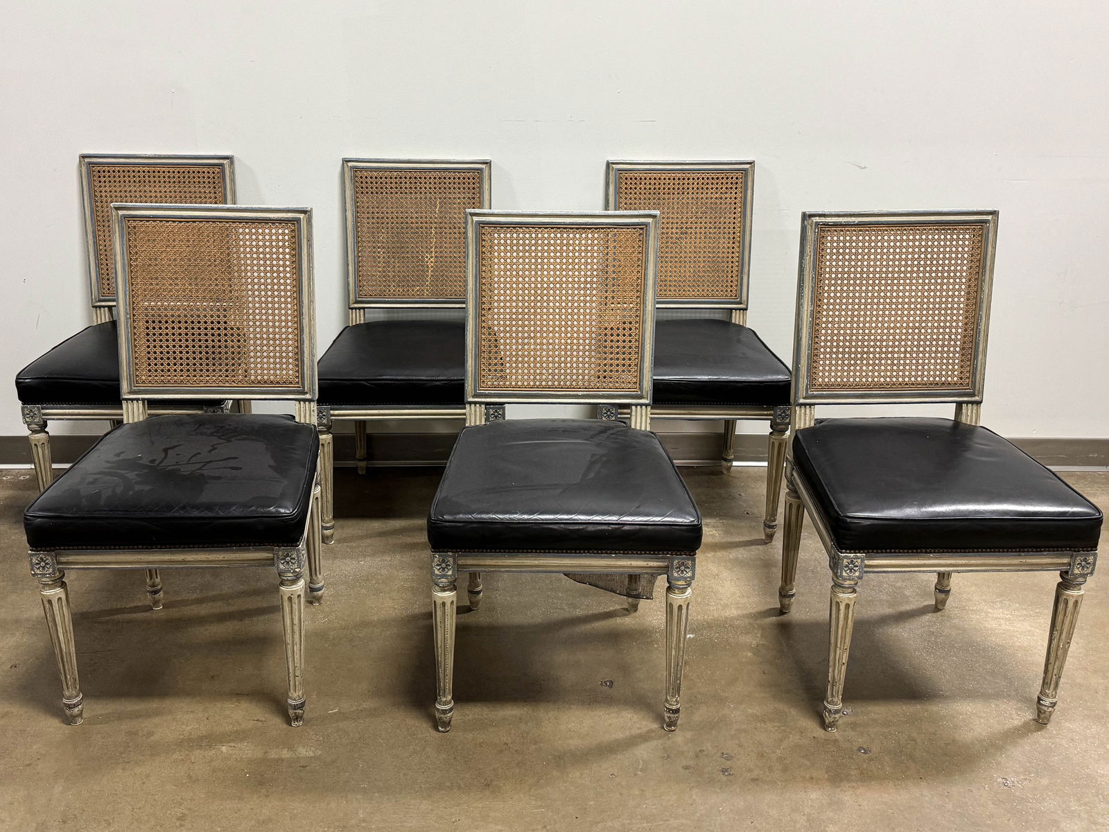 Set of 6 French Louis XVI Style Caned Dining Chairs (1 of 10)