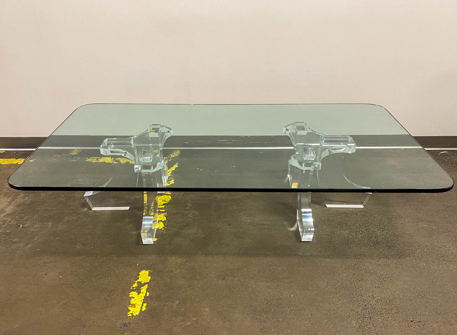 Large Glass & Acrylic Coffee Table Table (1 of 8)