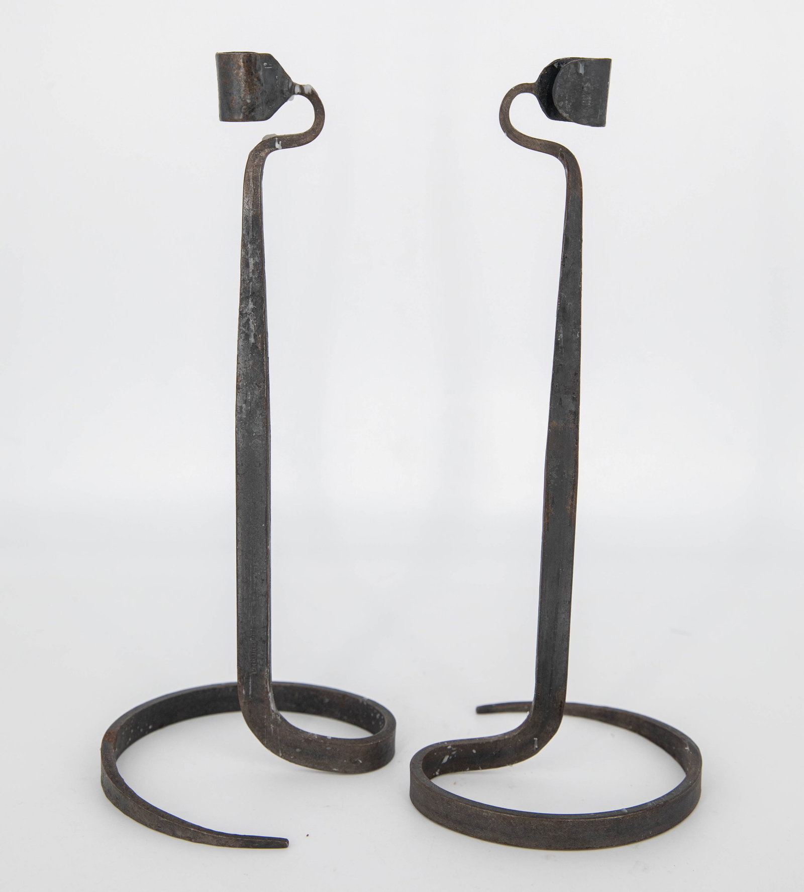 Pair of Lance Cloutier Brutalist Forged Wrought Iron Candlesticks (1 of 6)