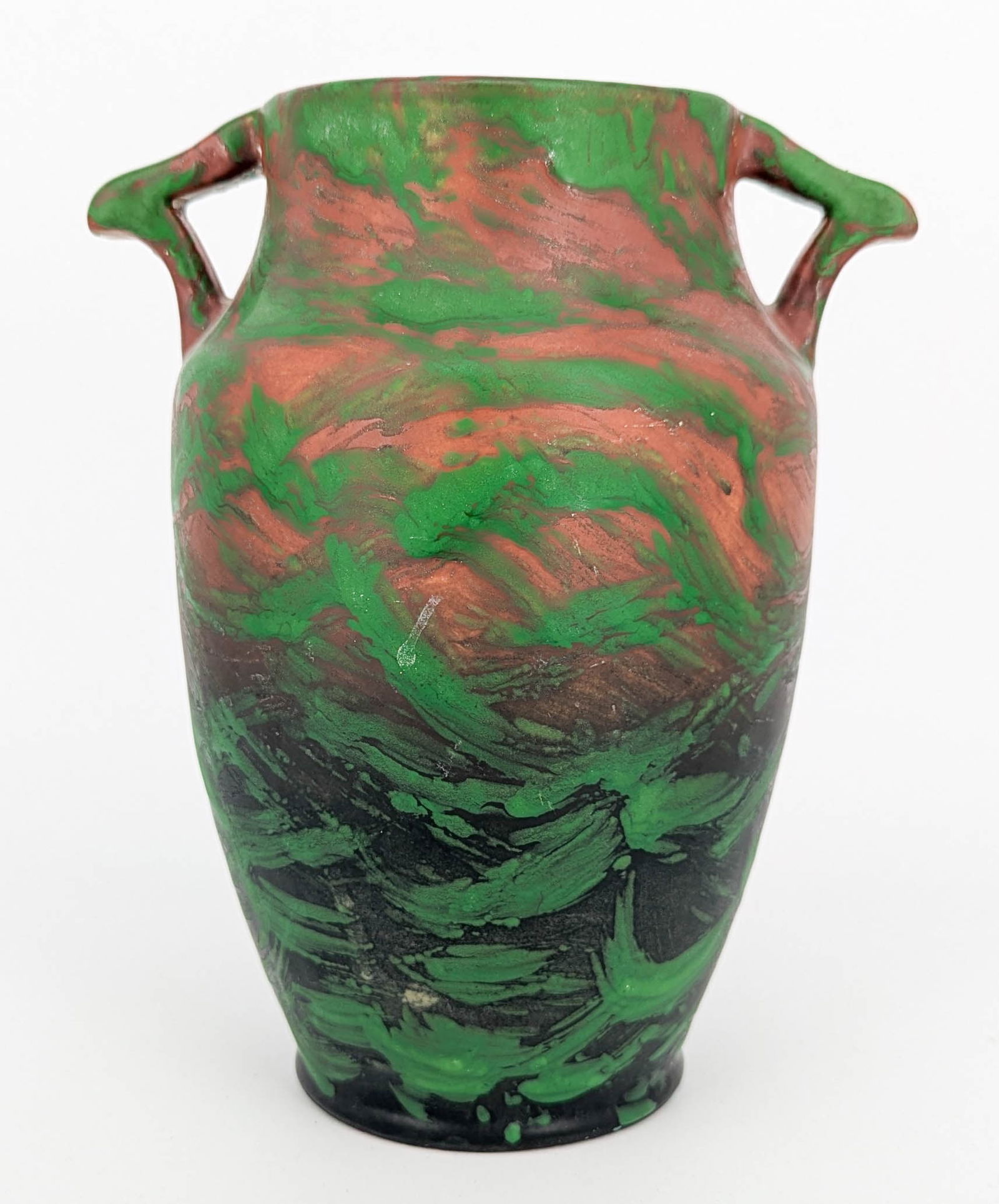 1930s Weller Greora Green Coppertone Pottery Vase (1 of 7)