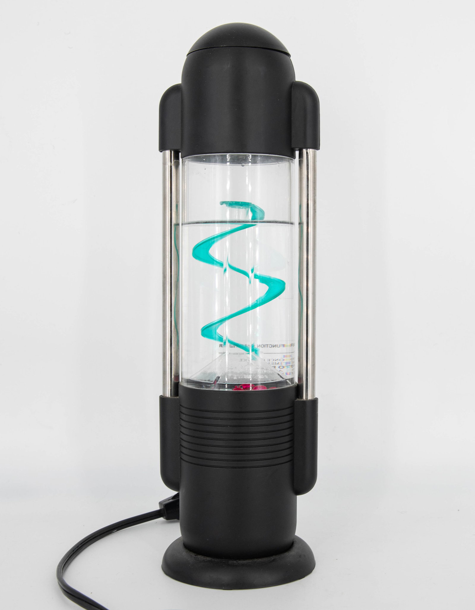 Vintage Kenart Spiral Water Bubble Lamp Light: Vintage Kenart water lamp light with magenta, pink, and purple bubble orbs around a teal spiral.